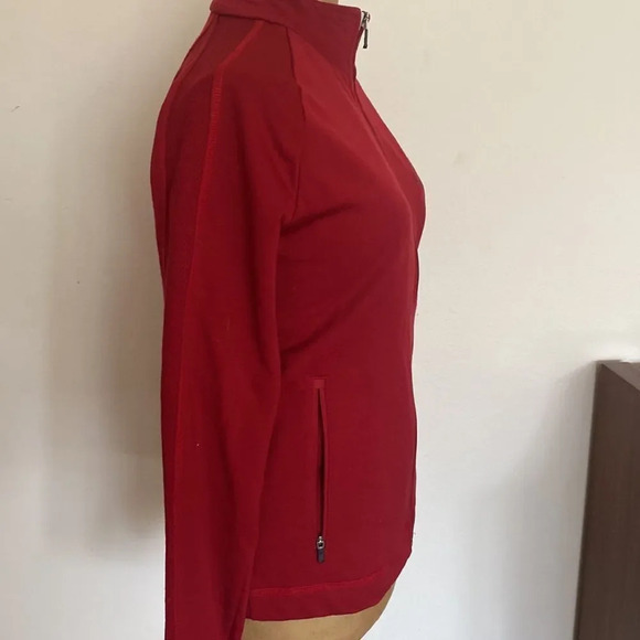 Icebreaker sz S red zip front 100% merino wool reflector strip and zip pockets - Picture 3 of 9